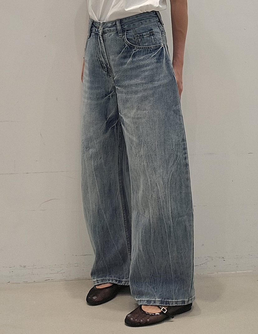 NEOUL韓國東大門代購女士新款26春夏休閑人氣推薦時尚牛仔褲NEOUL/ahin雙領標簽牛仔褲