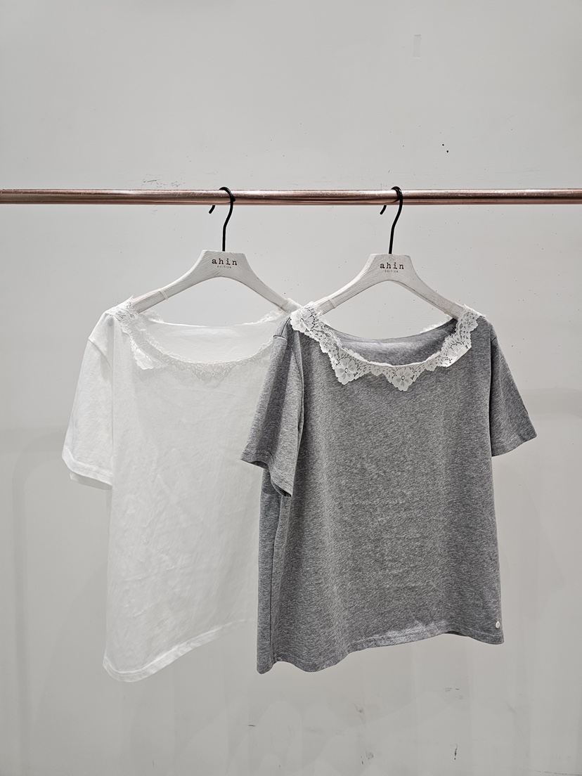 NEOUL韓國東大門代購女裝新品休閑人氣職業時尚熱賣26春夏T恤NEOUL/ahin雙領標簽T恤