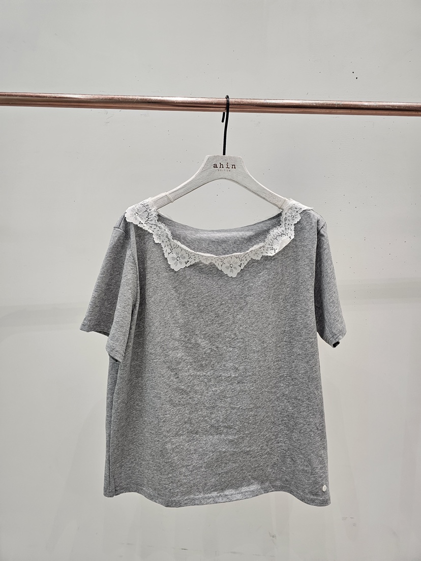 NEOUL韓國東大門代購女裝新品休閑人氣職業時尚熱賣26春夏T恤NEOUL/ahin雙領標簽T恤