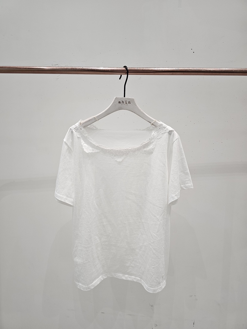 NEOUL韓國東大門代購女裝新品休閑人氣職業時尚熱賣26春夏T恤NEOUL/ahin雙領標簽T恤