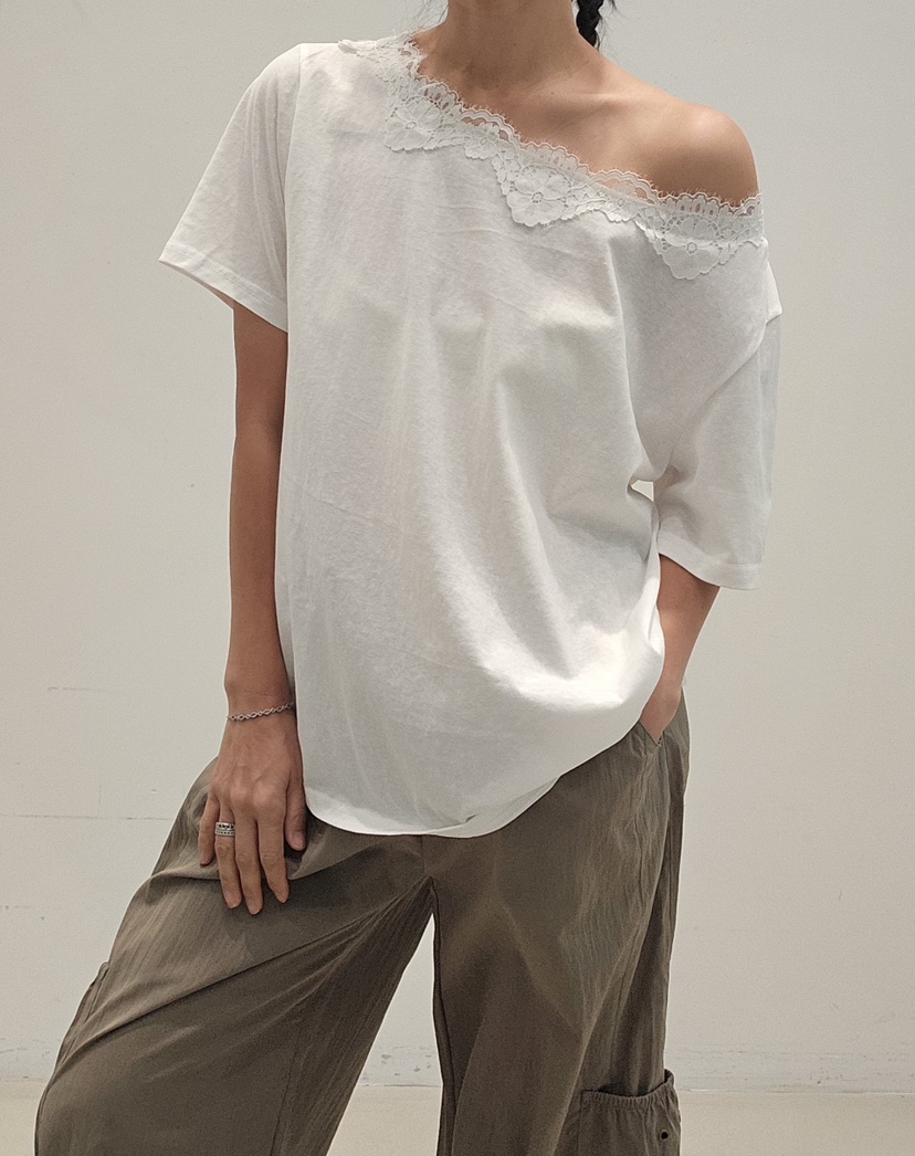 NEOUL韓國東大門代購女裝新品休閑人氣職業時尚熱賣26春夏T恤NEOUL/ahin雙領標簽T恤