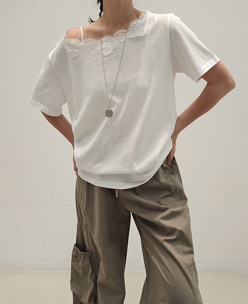 NEOUL韓國東大門代購女裝新品休閑人氣職業時尚熱賣26春夏T恤NEOUL/ahin雙領標簽T恤