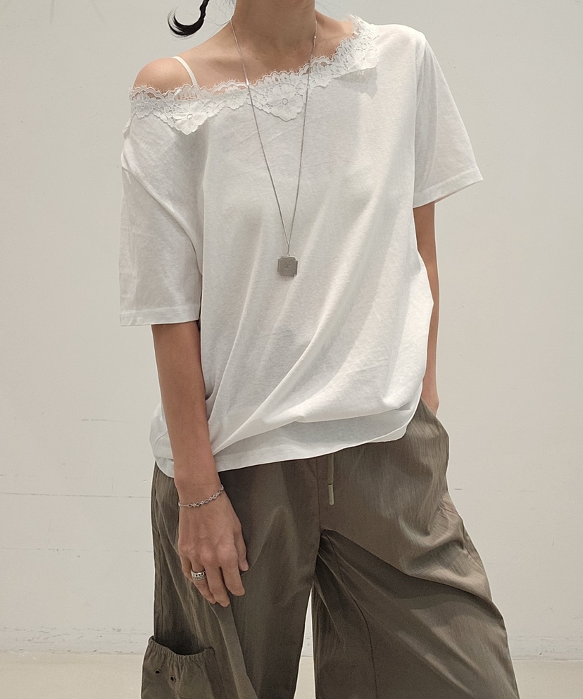 NEOUL韓國東大門代購女裝新品休閑人氣職業時尚熱賣26春夏T恤NEOUL/ahin雙領標簽T恤