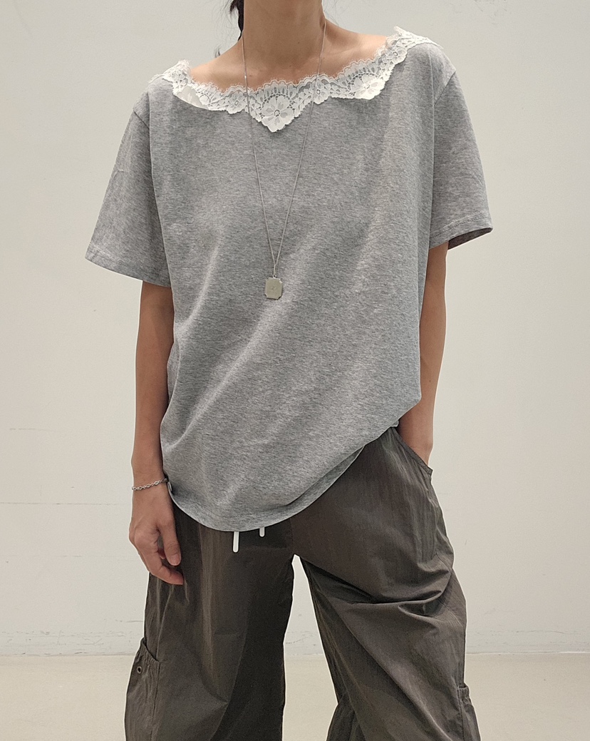 NEOUL韓國東大門代購女裝新品休閑人氣職業時尚熱賣26春夏T恤NEOUL/ahin雙領標簽T恤