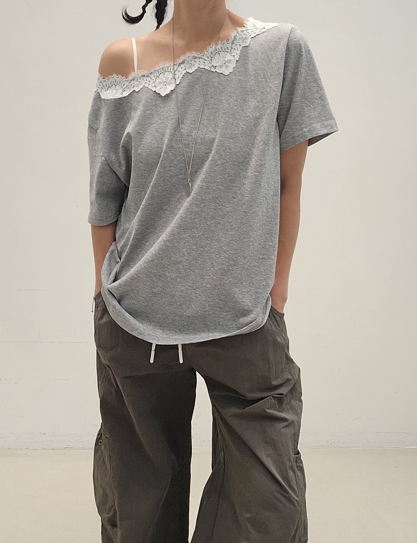 NEOUL韓國東大門代購女裝新品休閑人氣職業時尚熱賣26春夏T恤NEOUL/ahin雙領標簽T恤