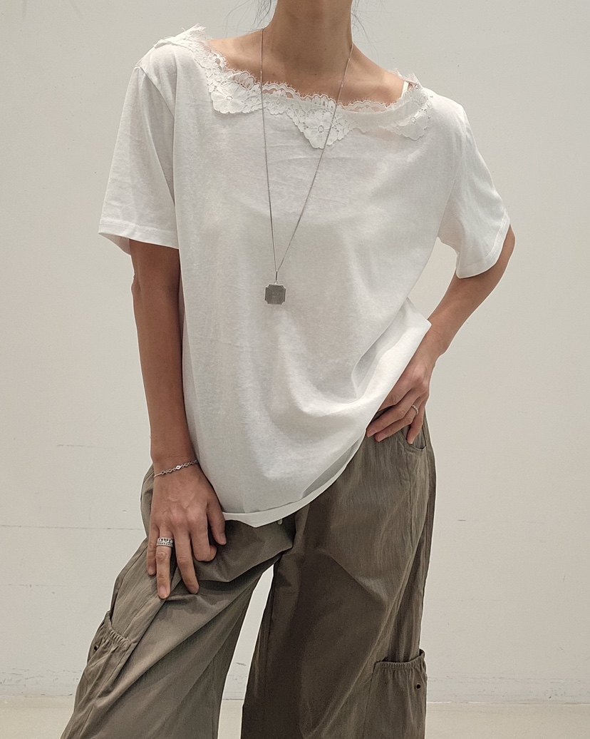 NEOUL韓國東大門代購女裝新品休閑人氣職業時尚熱賣26春夏T恤NEOUL/ahin雙領標簽T恤圖色2