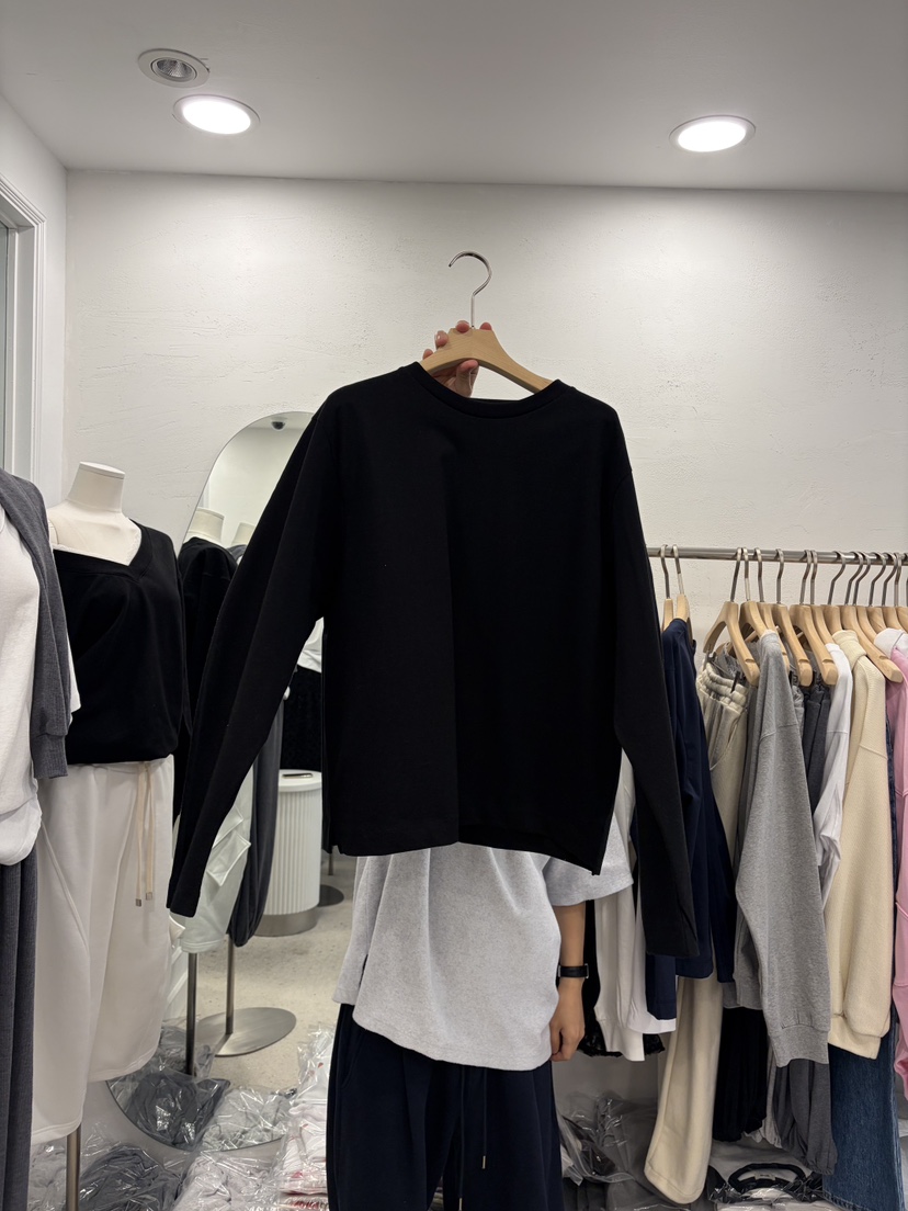 DELICATE韓國直郵女裝新品職業推薦時尚休閑26春夏長袖T恤DELICATE長袖T恤圖色4黑色