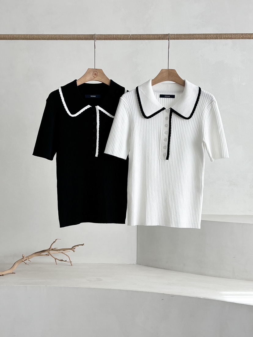 DEMAR韓國代購女裝新款時尚推薦職業人氣26春夏針織衫撞色羅紋DEMAR針織衫