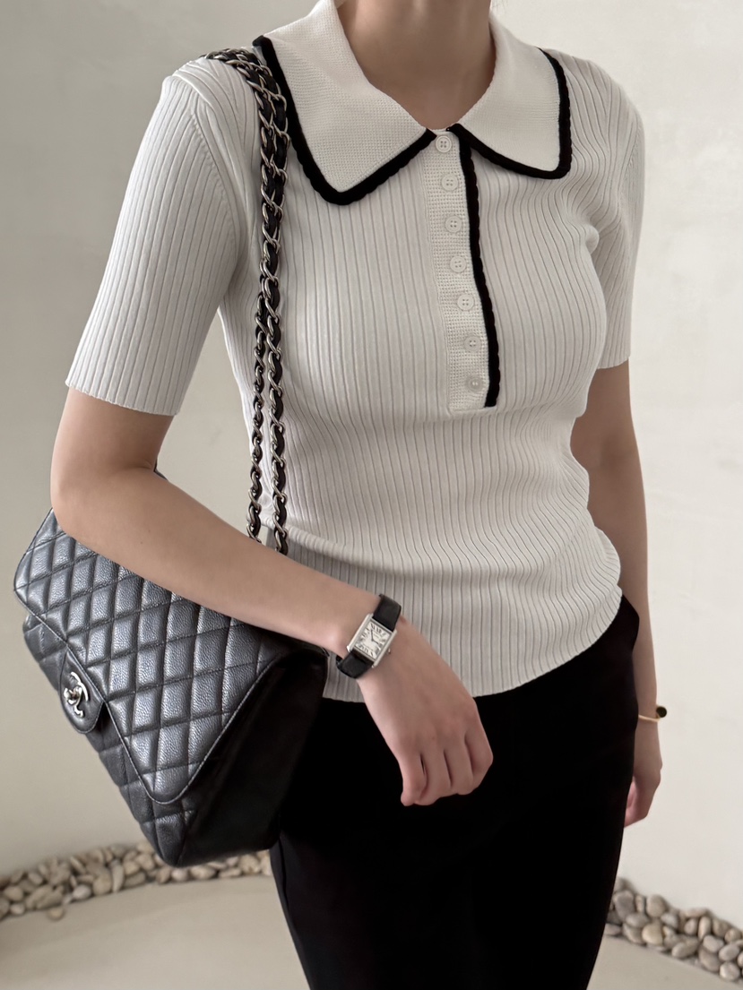 DEMAR韓國代購女裝新款時尚推薦職業人氣26春夏針織衫撞色羅紋DEMAR針織衫圖色1