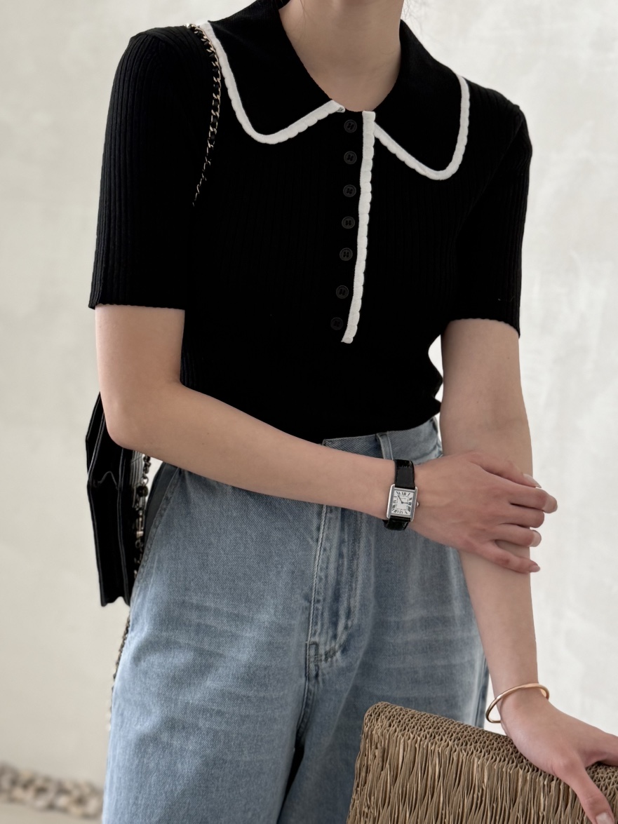 DEMAR韓國代購女裝新款時尚推薦職業人氣26春夏針織衫撞色羅紋DEMAR針織衫圖色2