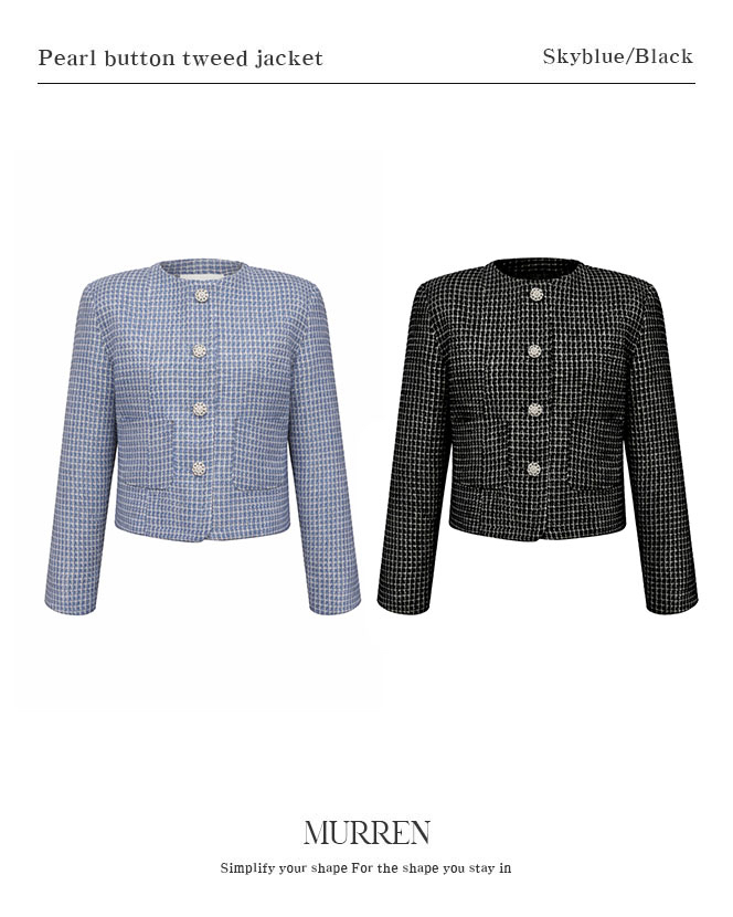 MURREN韓國東大門直郵女裝新品人氣26春夏夾克粗花呢紐扣MURREN夾克