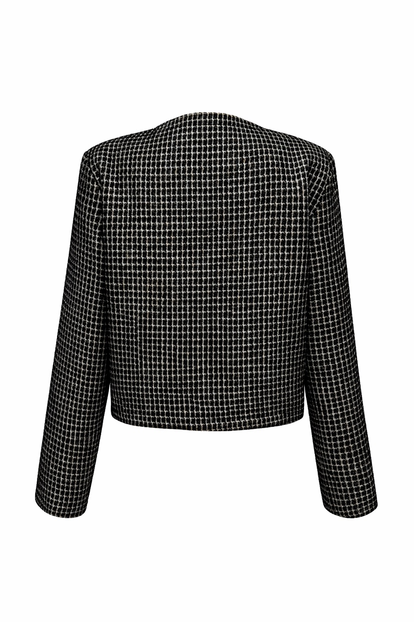 MURREN韓國東大門直郵女裝新品人氣26春夏夾克粗花呢紐扣MURREN夾克