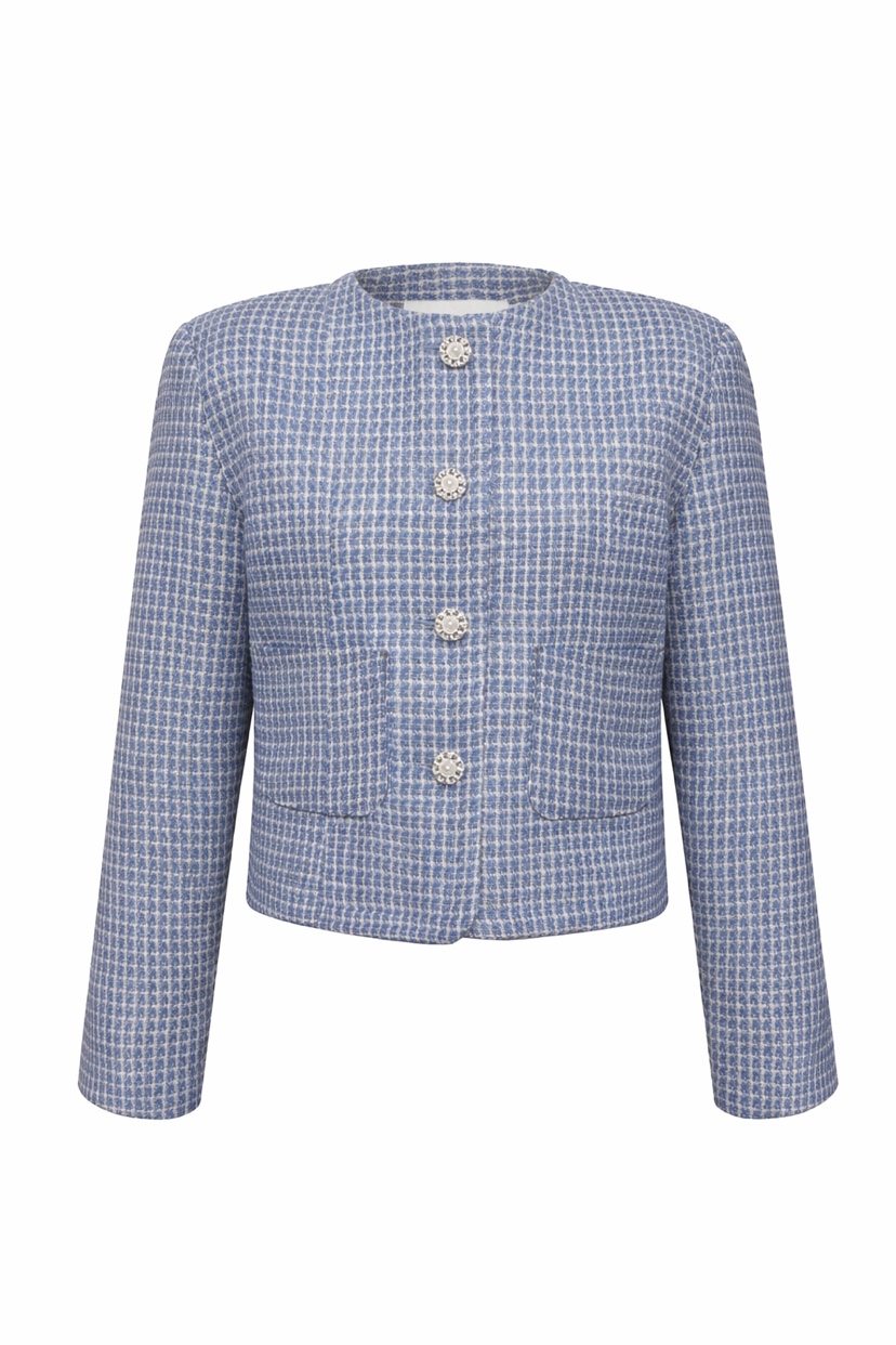 MURREN韓國東大門直郵女裝新品人氣26春夏夾克粗花呢紐扣MURREN夾克圖色1