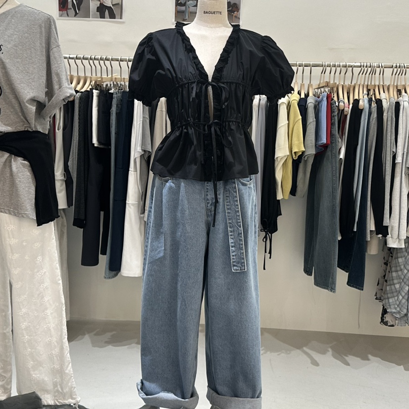 BAGUETTE-P韓國東大門代購女裝新品時尚26春夏襯衫蕾絲衫蕾絲BAGUETTE-P襯衫/蕾絲衫