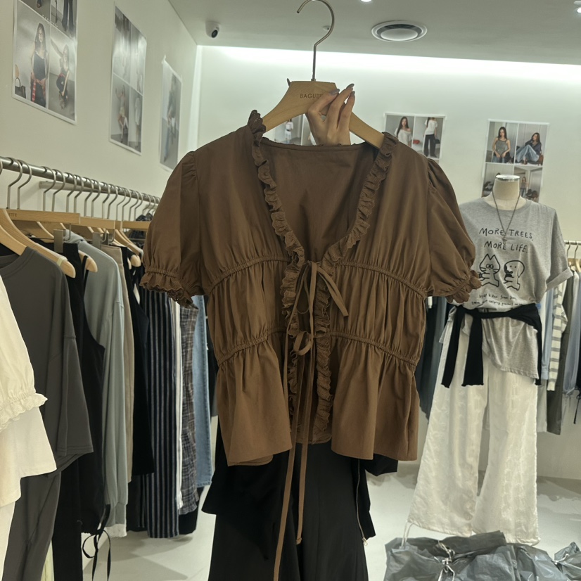 BAGUETTE-P韓國東大門代購女裝新品時尚26春夏襯衫蕾絲衫蕾絲BAGUETTE-P襯衫/蕾絲衫圖色3