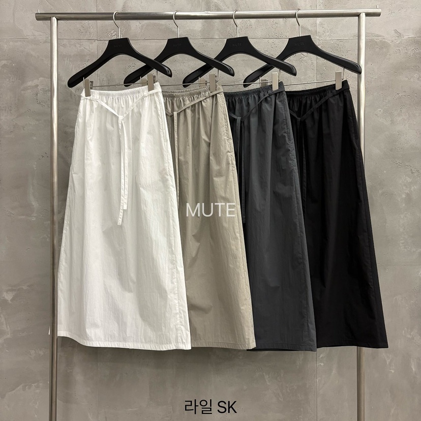 MUTE-P韓國東大門直郵女裝新款26春夏職業休閑長裙含腰繩MUTE長裙
