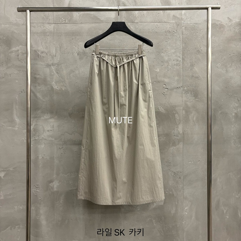 MUTE-P韓國東大門直郵女裝新款26春夏職業休閑長裙含腰繩MUTE長裙圖色2