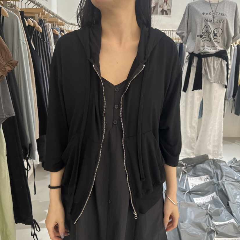 BAGUETTE-P韓國東大門直郵女士新品熱賣夾克拉鏈連帽衫不含內搭天絲BAGUETTE-P夾克圖色3