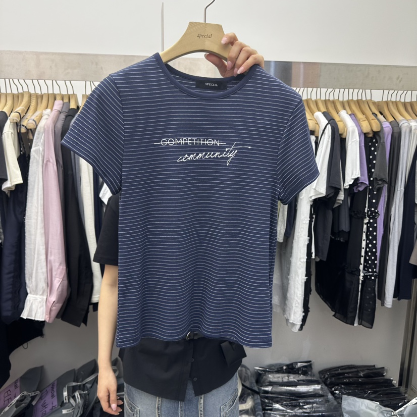 SPECIAL韓國代購女士新品推薦熱賣職業時尚休閑26春夏T恤SPECIALT恤圖色4深藍色