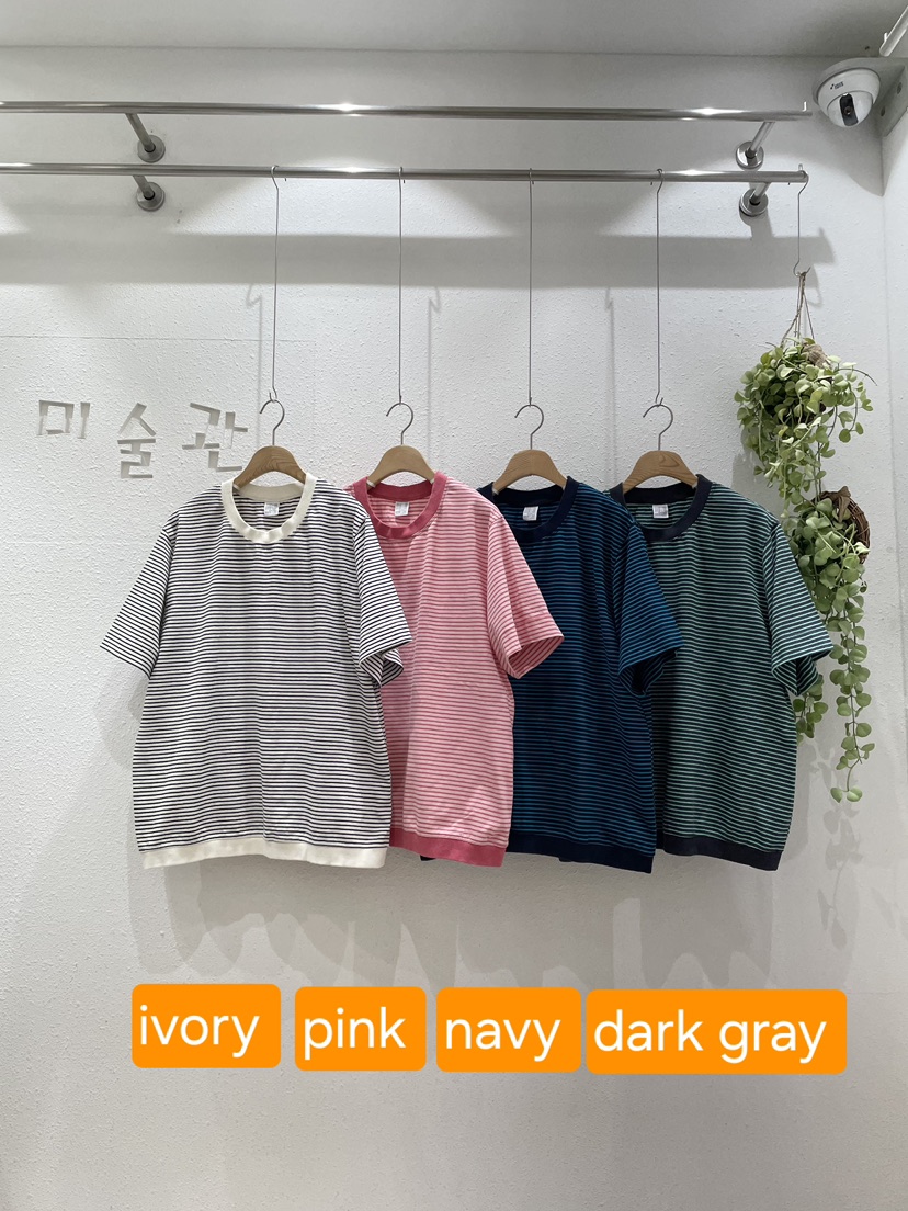 GALLERY-A韓國直郵實拍女士新品人氣休閑時尚推薦T恤條紋GALLERYT恤