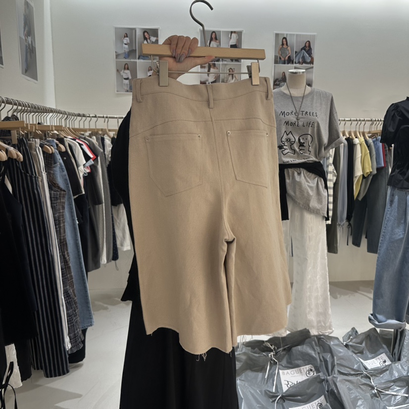 BAGUETTE-P韓國直郵女裝新品26春夏時尚短褲不含腰帶亞麻BAGUETTE-P短褲