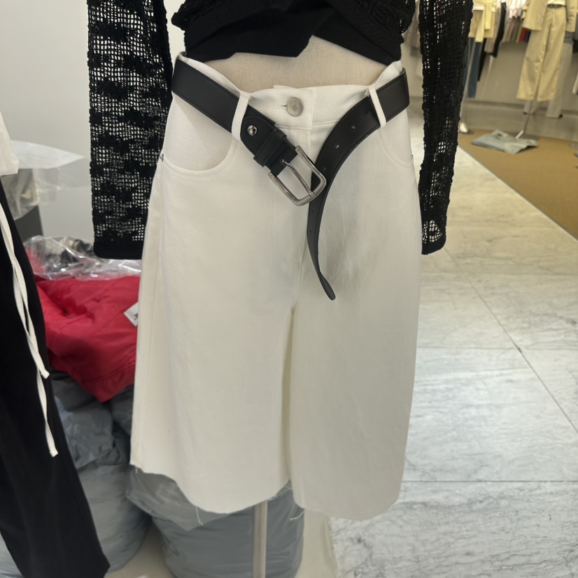 BAGUETTE-P韓國直郵女裝新品26春夏時尚短褲不含腰帶亞麻BAGUETTE-P短褲圖色1