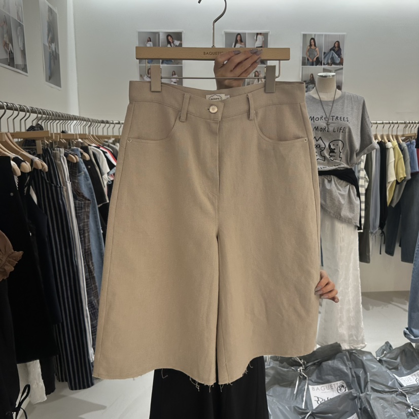 BAGUETTE-P韓國直郵女裝新品26春夏時尚短褲不含腰帶亞麻BAGUETTE-P短褲圖色2