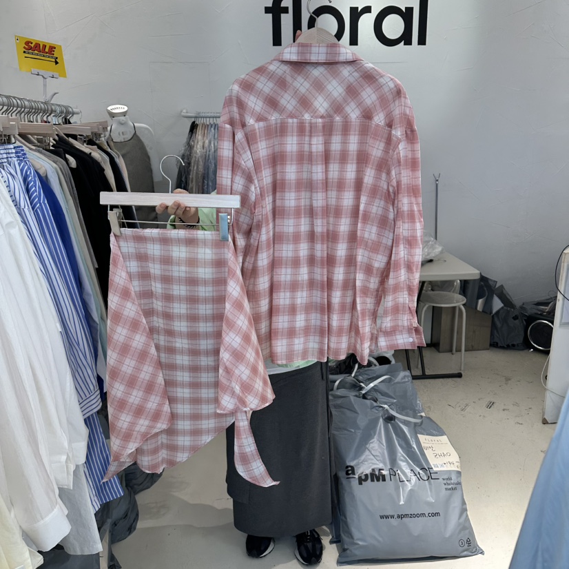 FLORAL韓國直郵女裝新款熱賣休閑職業推薦26春夏套裝格子圍巾FLORAL套裝