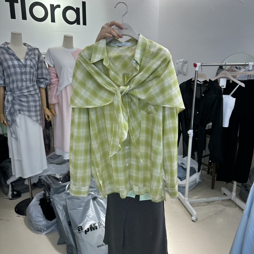 FLORAL韓國直郵女裝新款熱賣休閑職業推薦26春夏套裝格子圍巾FLORAL套裝圖色2