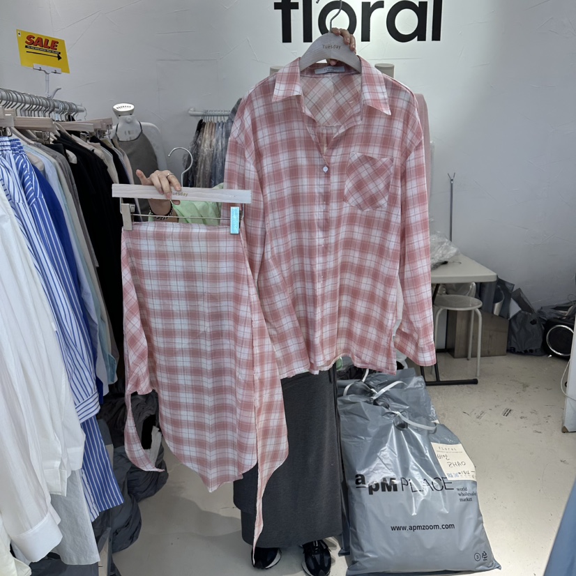 FLORAL韓國直郵女裝新款熱賣休閑職業推薦26春夏套裝格子圍巾FLORAL套裝圖色3