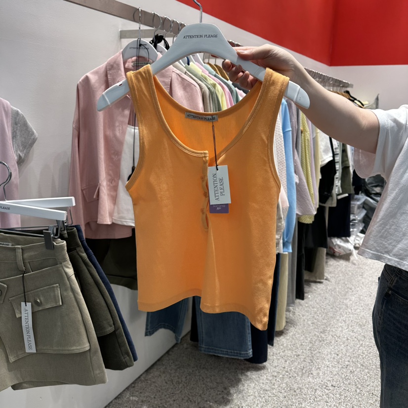 ATPZ韓國代購女士新品時尚休閑人氣吊帶背心不含內搭紐扣ATTENTION PLEAES吊帶/背心圖色3