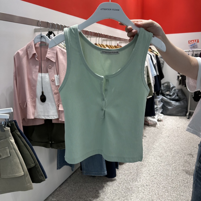 ATPZ韓國代購女士新品時尚休閑人氣吊帶背心不含內搭紐扣ATTENTION PLEAES吊帶/背心圖色4