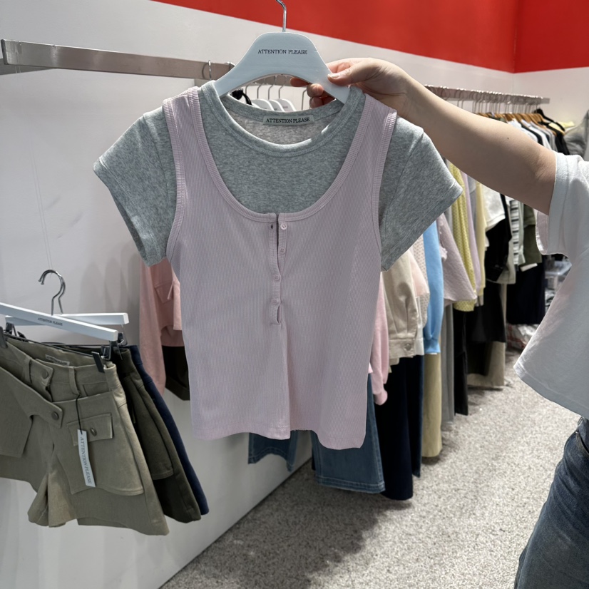 ATPZ韓國代購女士新品時尚休閑人氣吊帶背心不含內搭紐扣ATTENTION PLEAES吊帶/背心圖色5