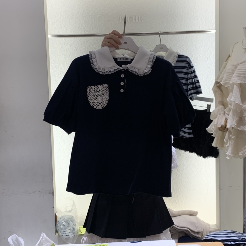 TYCHE韓國東大門代購女士新品時尚推薦26春夏T恤刺繡蕾絲TYCHET恤圖色3