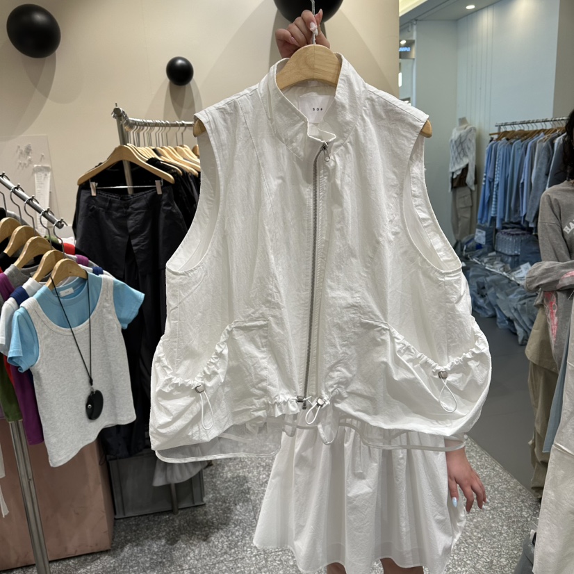 SOF韓國直郵實拍女裝新品熱賣推薦休閑26春夏時尚馬甲褶皺SOF馬甲圖色2