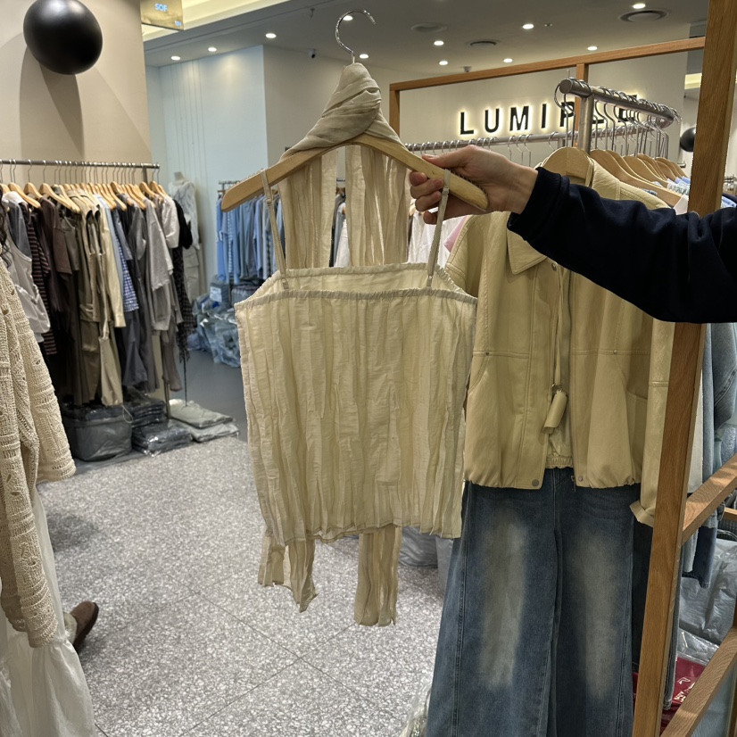 SOF韓國直郵女士新品人氣時尚熱賣推薦休閑吊帶背心褶皺圍巾SOF吊帶/背心