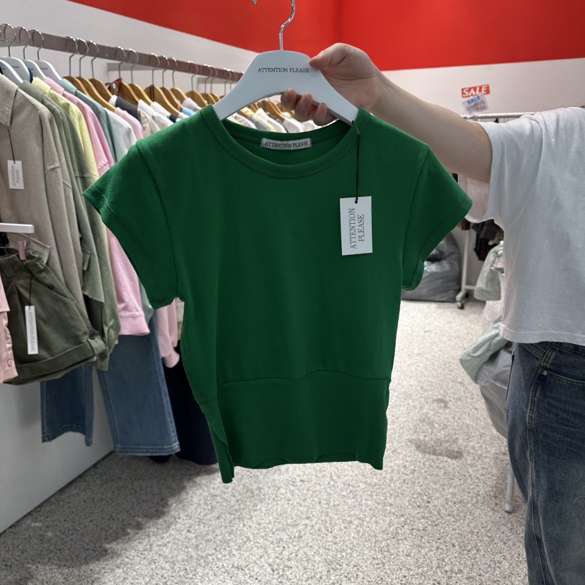 ATPZ韓國東大門直郵女士新款休閑推薦職業T恤不含項鏈修身ATTENTION PLEAEST恤圖色1