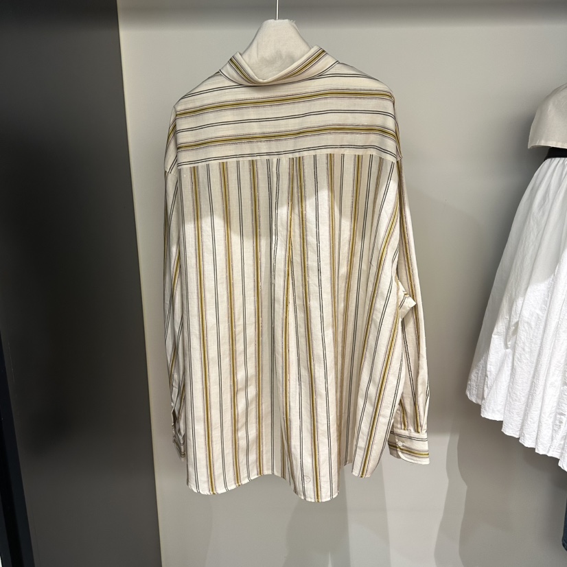 FRENCH DOOR韓國直郵女士新品熱賣26春夏襯衫蕾絲衫亞麻條紋FRENCH DOOR襯衫/蕾絲衫