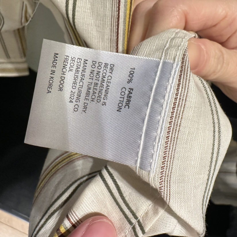 FRENCH DOOR韓國直郵女士新品熱賣26春夏襯衫蕾絲衫亞麻條紋FRENCH DOOR襯衫/蕾絲衫