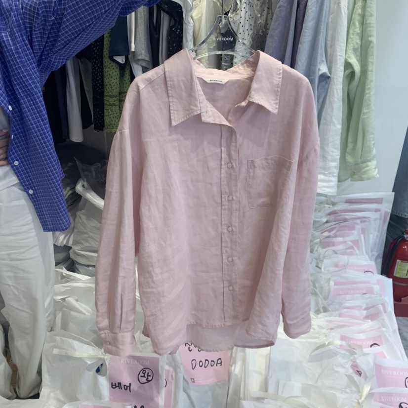 RIVEROOM韓國東大門代購女士新品人氣熱賣襯衫蕾絲衫亞麻布RIVEROOM襯衫/蕾絲衫圖色1