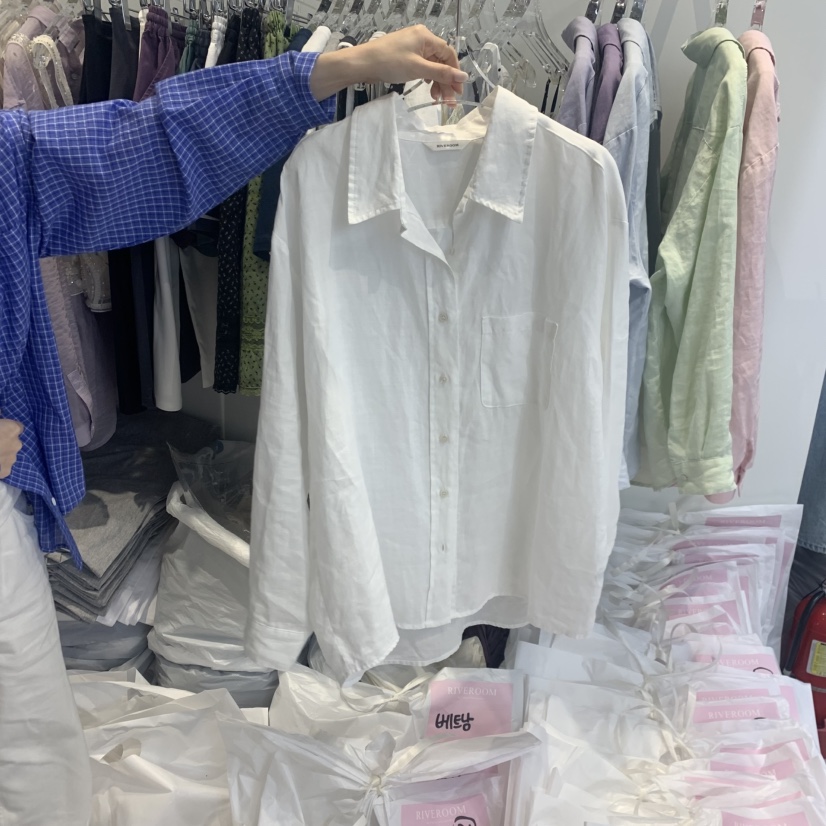 RIVEROOM韓國東大門代購女士新品人氣熱賣襯衫蕾絲衫亞麻布RIVEROOM襯衫/蕾絲衫圖色3