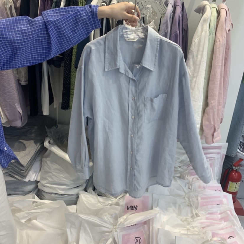 RIVEROOM韓國東大門代購女士新品人氣熱賣襯衫蕾絲衫亞麻布RIVEROOM襯衫/蕾絲衫圖色4