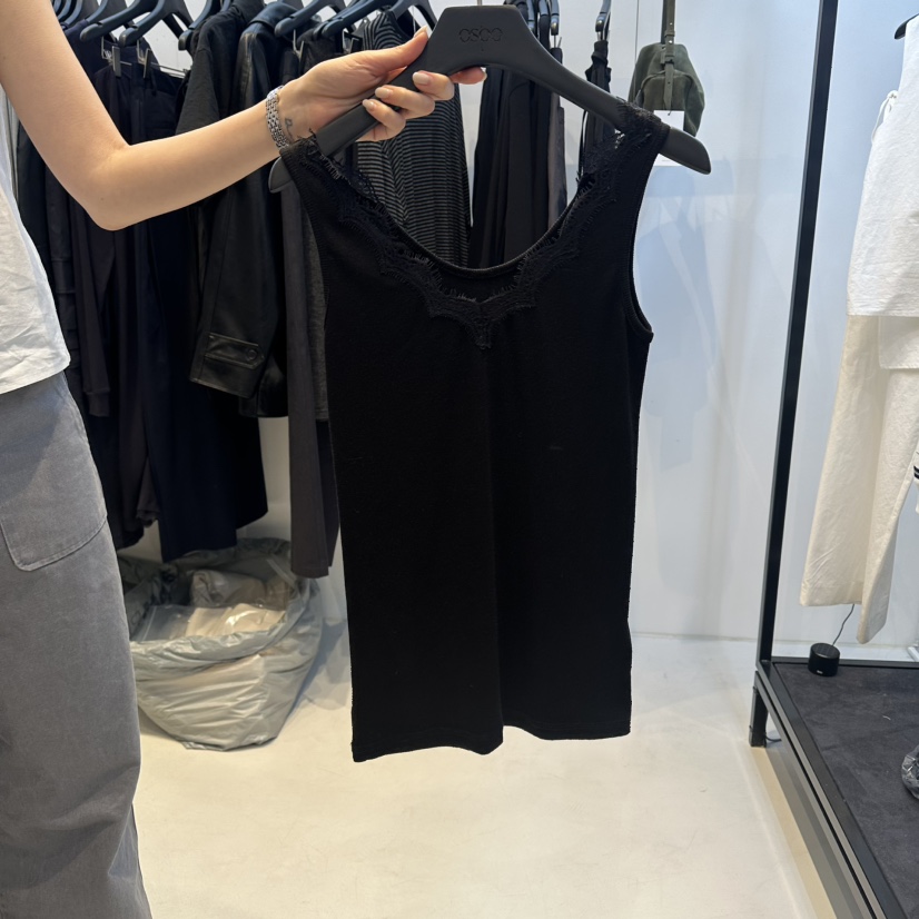 OSOO韓國直郵女士新款休閑人氣時尚職業吊帶背心蕾絲羅紋OSOO吊帶/背心圖色2