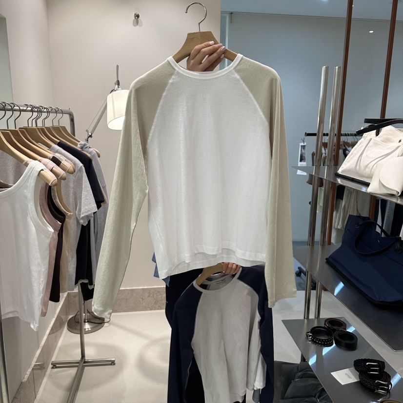 ANDMORE BUTTON韓國直郵實拍女士新品人氣長袖T恤插肩袖ANDMORE BUTTON長袖T恤圖色3