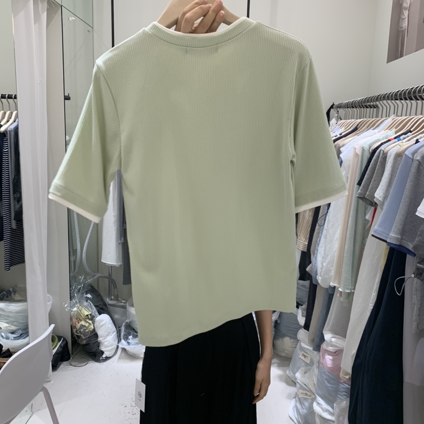 YUNBAL韓國東大門直郵女士新款推薦職業26春夏休閑T恤撞色YUNBALT恤