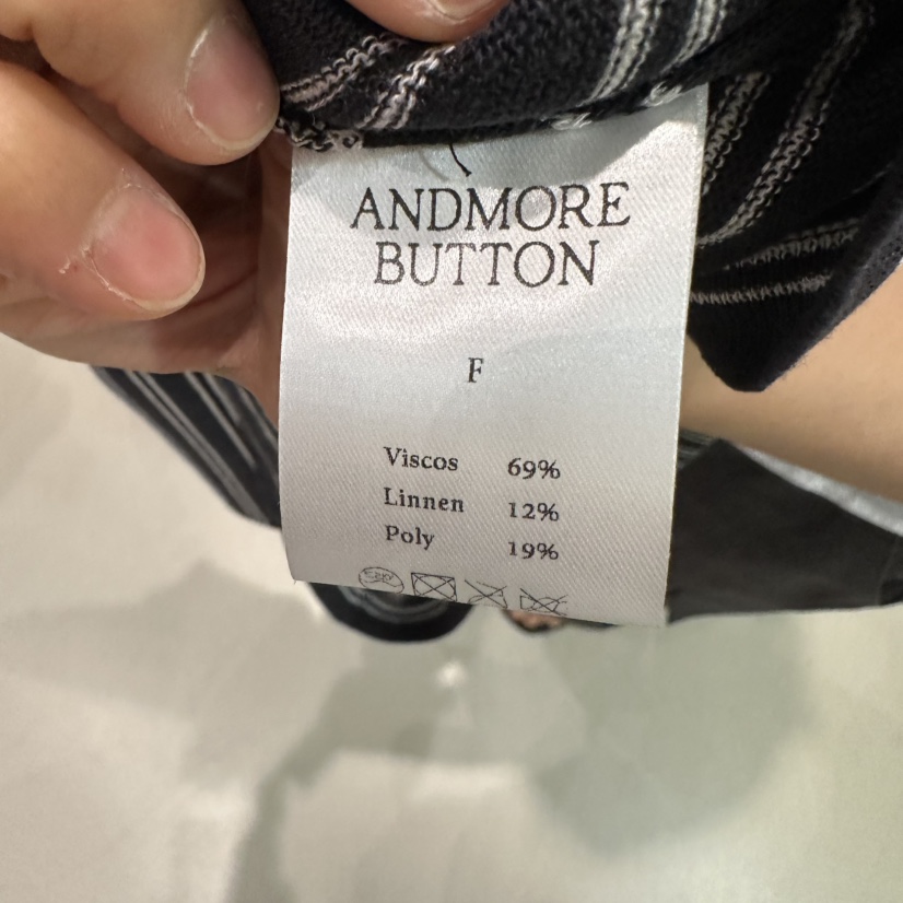 ANDMORE BUTTON韓國東大門代購女士新款26春夏長袖T恤亞麻ANDMORE BUTTON長袖T恤