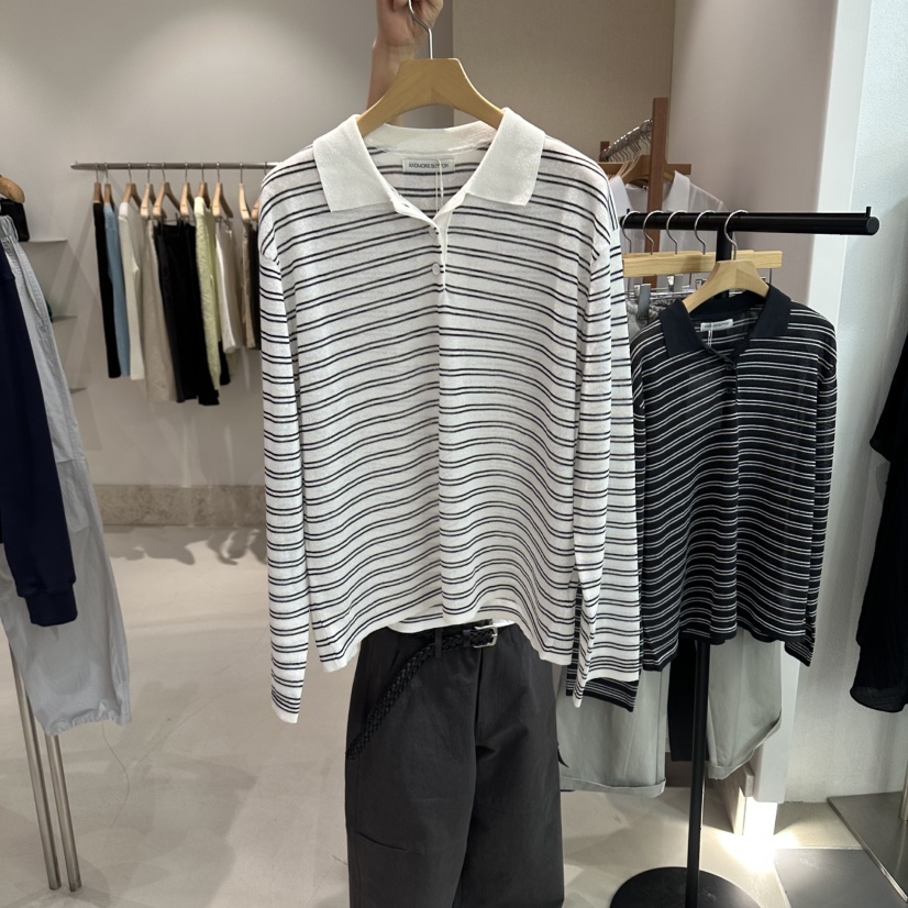 ANDMORE BUTTON韓國東大門代購女士新款26春夏長袖T恤亞麻ANDMORE BUTTON長袖T恤圖色1