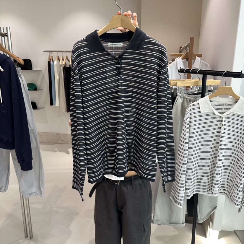 ANDMORE BUTTON韓國東大門代購女士新款26春夏長袖T恤亞麻ANDMORE BUTTON長袖T恤圖色2