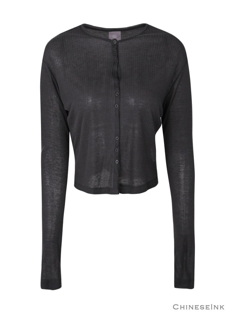 GLOW AND NYMPH韓國直郵女裝新款熱賣針織衫羊毛衫開襟GLOW AND NYMPH針織衫圖色2木炭色