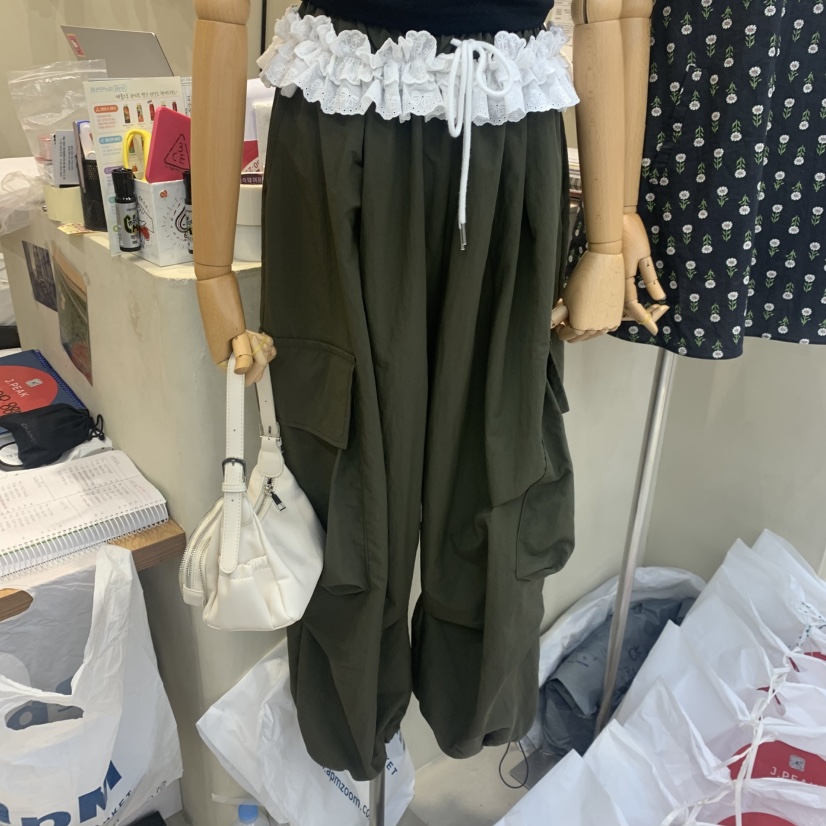 J PEAK/BY FLOW韓國代購女士新品時尚休閑褲工裝褲荷葉邊J PEAK休閑褲圖色2